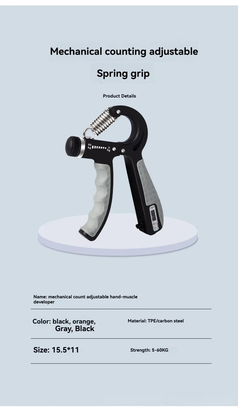 Fitness grip strength tester, finger training fitness equipment, wrist strength and arm strength tester, adjustable and counting