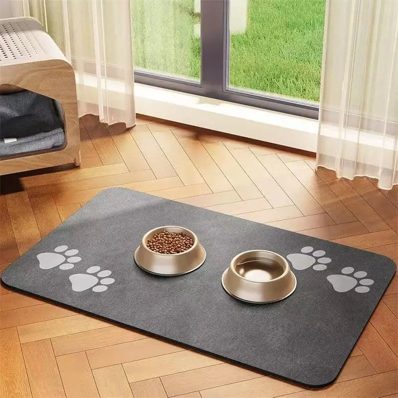 Pet Feeding Mat-Absorbent Pet Placemat for Food and Water Bowl with Waterproof Rubber Backing Quick Dry Water Mat for Dog Cat