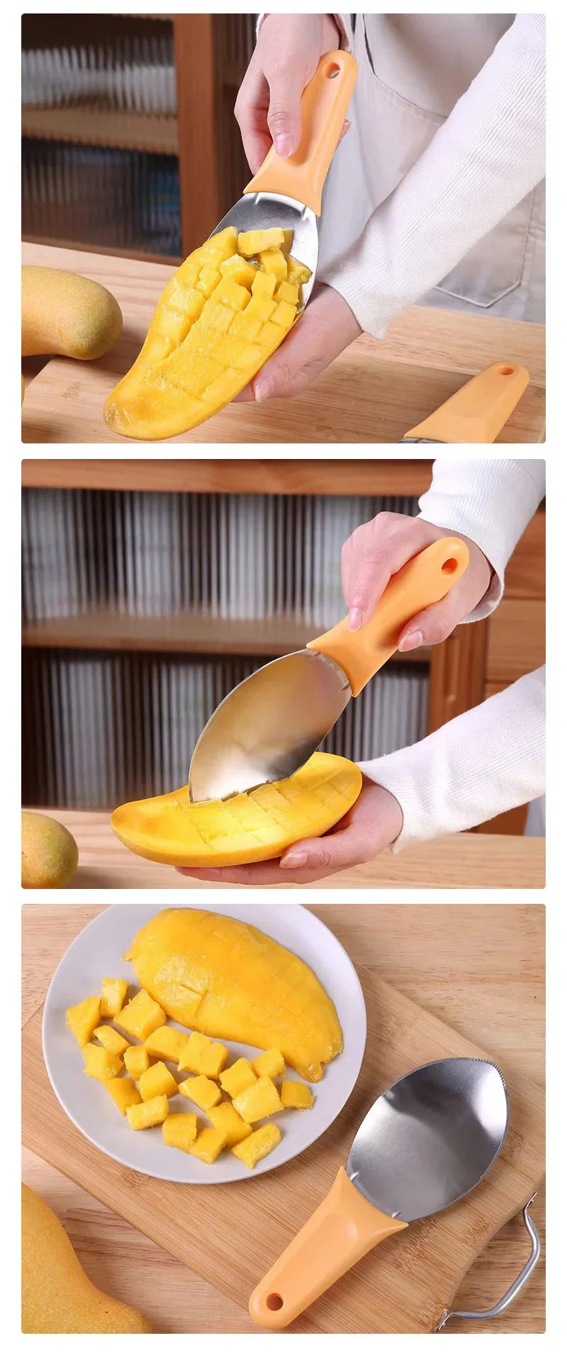 Multifunctional Fruits Peeling Spoon Mango Meat Separator Cutter Kitchen Gadgets Fruits Watermelon Cutting Digging Gadgets