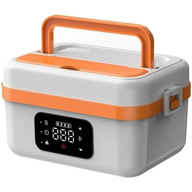 B59B-Electric Heated Lunch Box Rechargeable Self Heating Food Warmer With 1L Container Fork Spoon For Outdoor AU Plug