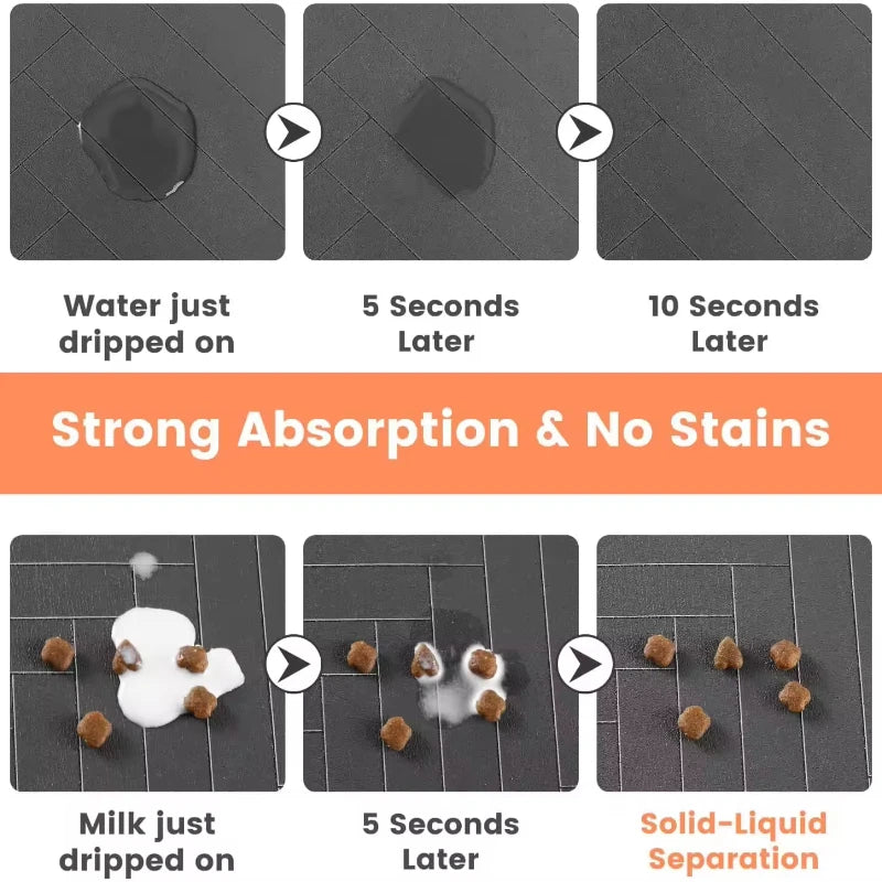 Pet Feeding Mat-Absorbent Pet Placemat for Food and Water Bowl with Waterproof Rubber Backing Quick Dry Water Mat for Dog Cat