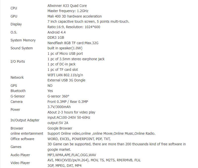 7inch Children's A33 Quad-core Student Cartoon Tablet Computer