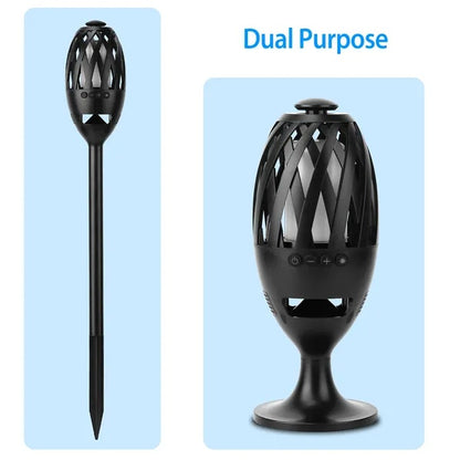 LED Flame Speakers Torch Wireless Speaker Waterproof Stereo Bass Speaker Outdoor Light-Up Speaker Atmosphere LED Flickers Night Light Patio Stake Lights Lantern For Party Camping