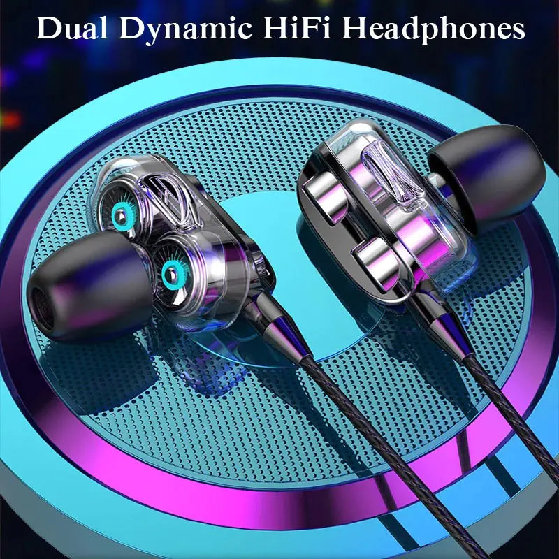 HiFi Wired Noise Reduction Stereo Headphones with Mic