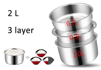 2L Electric Lunch Box 3 Layer Multifunction Steam Heating Rice Cooker with Steamer Portable Insulation Food Container Warmer