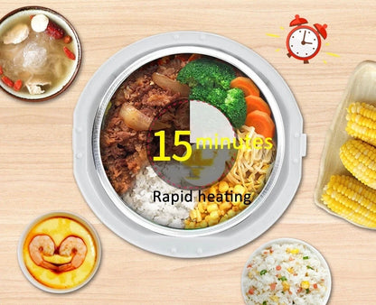 2L Electric Lunch Box 3 Layer Multifunction Steam Heating Rice Cooker with Steamer Portable Insulation Food Container Warmer