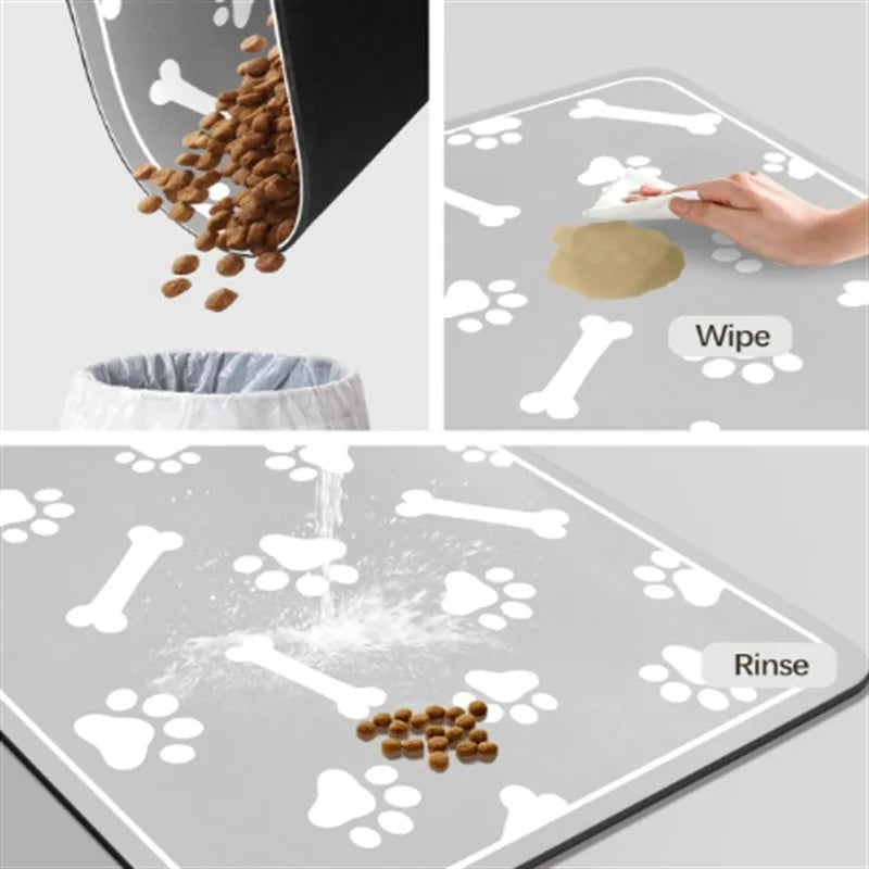 Pet Feeding Mat-Absorbent Pet Placemat for Food and Water Bowl with Waterproof Rubber Backing Quick Dry Water Mat for Dog Cat