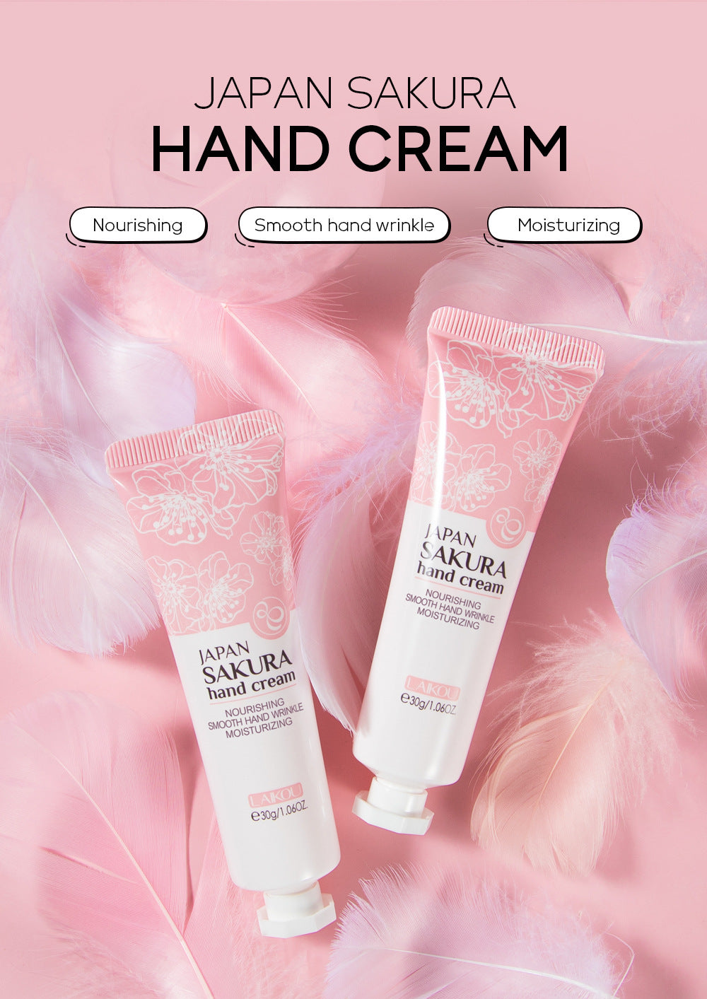 LAIKOU Sakura  Hand Cream Whitening Wrinkle Removal Anti-crack Moisturizing Fade Fine Lines Korea Skin Care Health Beauty 30g