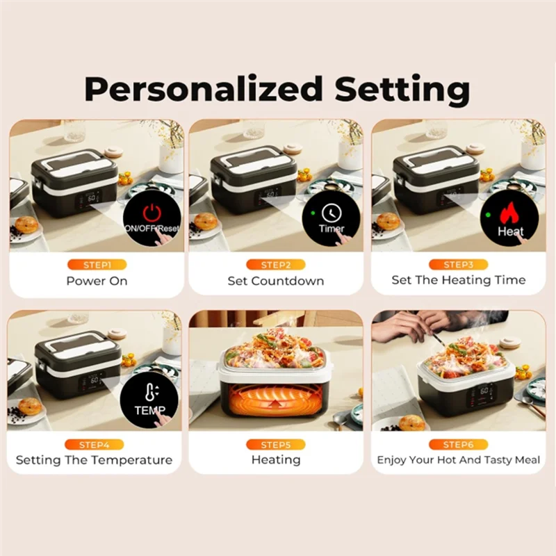 B01C-Electric Heated Lunch Box Cordless Rechargeable Lunch Box With 8000Mah Battery Battery Powered Food Warmers