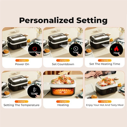 B01C-Electric Heated Lunch Box Cordless Rechargeable Lunch Box With 8000Mah Battery Battery Powered Food Warmers