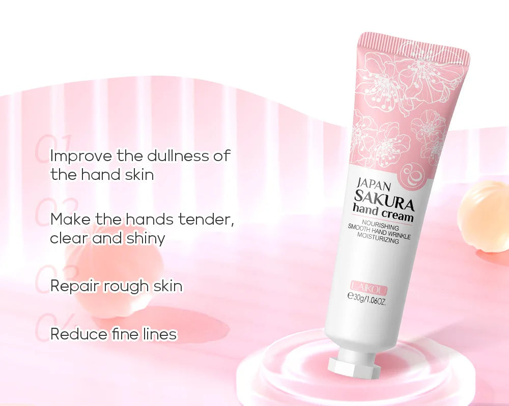 LAIKOU Sakura  Hand Cream Whitening Wrinkle Removal Anti-crack Moisturizing Fade Fine Lines Korea Skin Care Health Beauty 30g