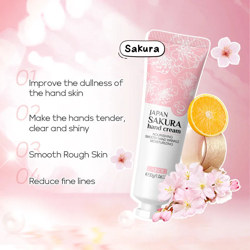 LAIKOU Sakura  Hand Cream Whitening Wrinkle Removal Anti-crack Moisturizing Fade Fine Lines Korea Skin Care Health Beauty 30g