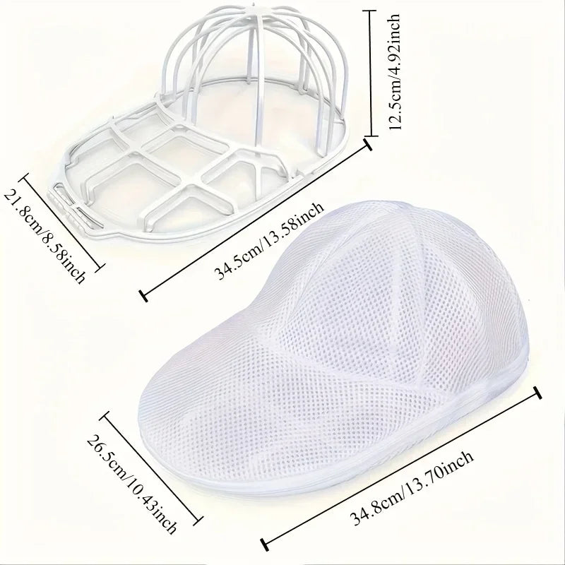 Washer Safe Hat Cleaner Cage with Mesh Laundry Bag,Baseball Cap Shape Protector for Washing Machine and Drying Laundry Organizer