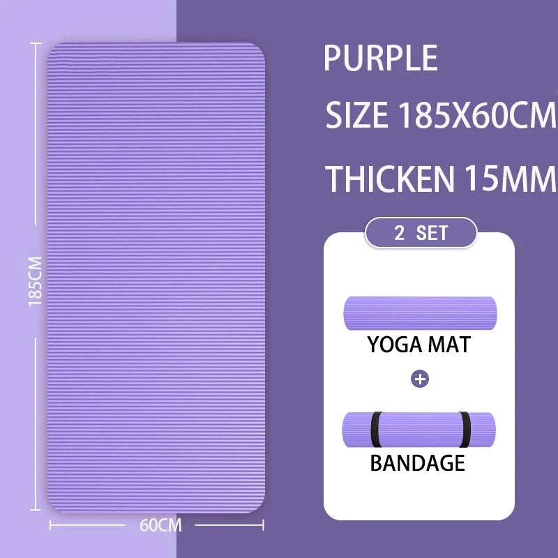 15MM//20MM Thick Non-slip Yoga Mat High-density Sports Fitness Mat Home Sports Pilates Gymnastics Exercise Gymnastics