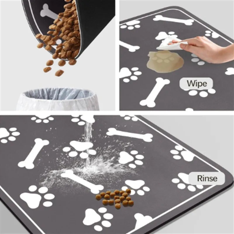 Pet Feeding Mat-Absorbent Pet Placemat for Food and Water Bowl with Waterproof Rubber Backing Quick Dry Water Mat for Dog Cat