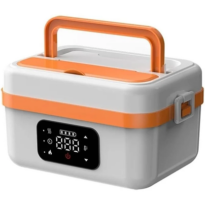 B59B-Electric Heated Lunch Box Rechargeable Self Heating Food Warmer With 1L Container Fork Spoon For Outdoor AU Plug