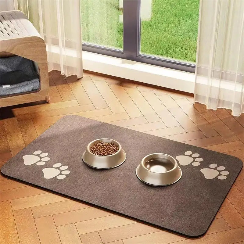 Pet Feeding Mat-Absorbent Pet Placemat for Food and Water Bowl with Waterproof Rubber Backing Quick Dry Water Mat for Dog Cat