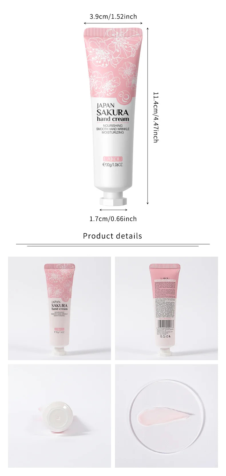 LAIKOU Sakura  Hand Cream Whitening Wrinkle Removal Anti-crack Moisturizing Fade Fine Lines Korea Skin Care Health Beauty 30g