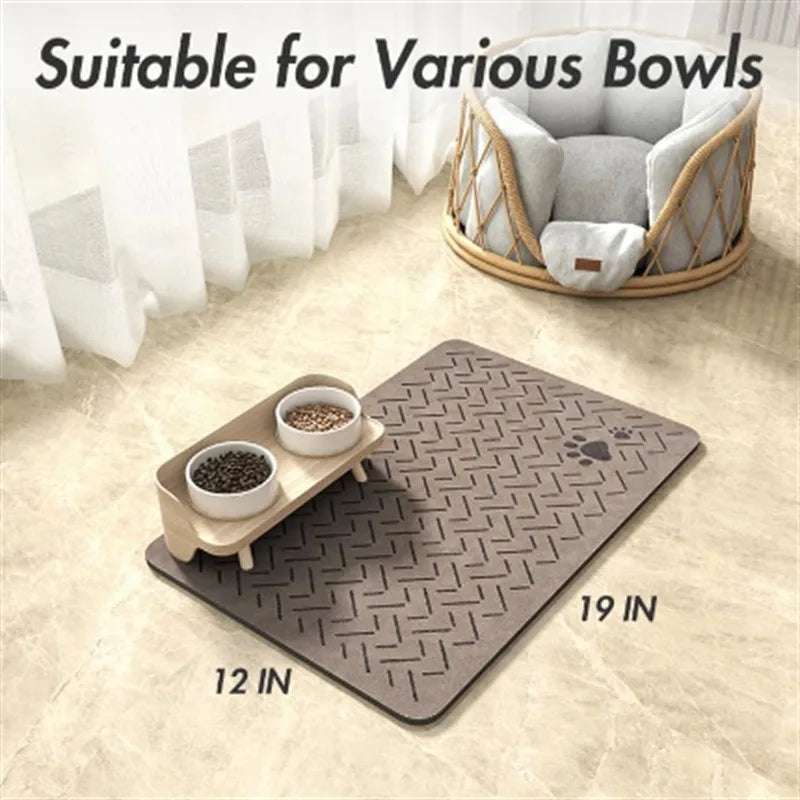 Pet Feeding Mat-Absorbent Pet Placemat for Food and Water Bowl with Waterproof Rubber Backing Quick Dry Water Mat for Dog Cat