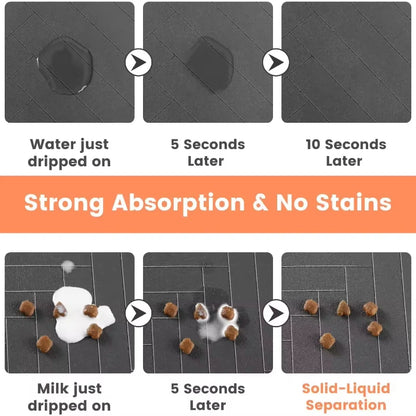 Pet Feeding Mat-Absorbent Pet Placemat for Food and Water Bowl with Waterproof Rubber Backing Quick Dry Water Mat for Dog Cat