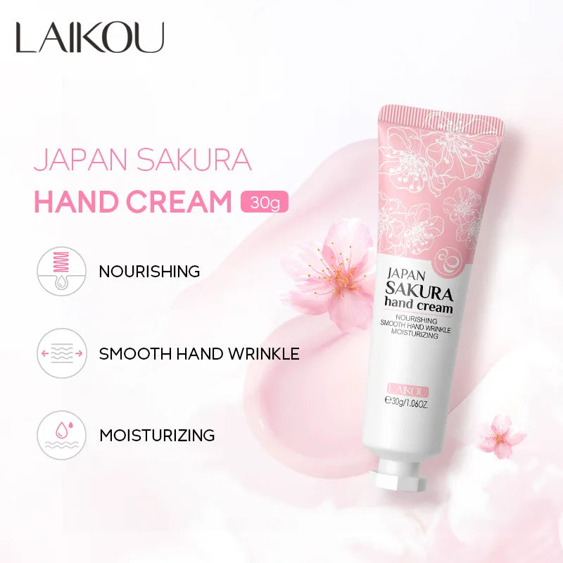 LAIKOU Sakura  Hand Cream Whitening Wrinkle Removal Anti-crack Moisturizing Fade Fine Lines Korea Skin Care Health Beauty 30g